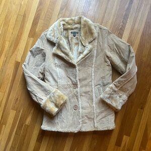 Y2K Genuine Leather Shearling-Lined Jacket | Tan